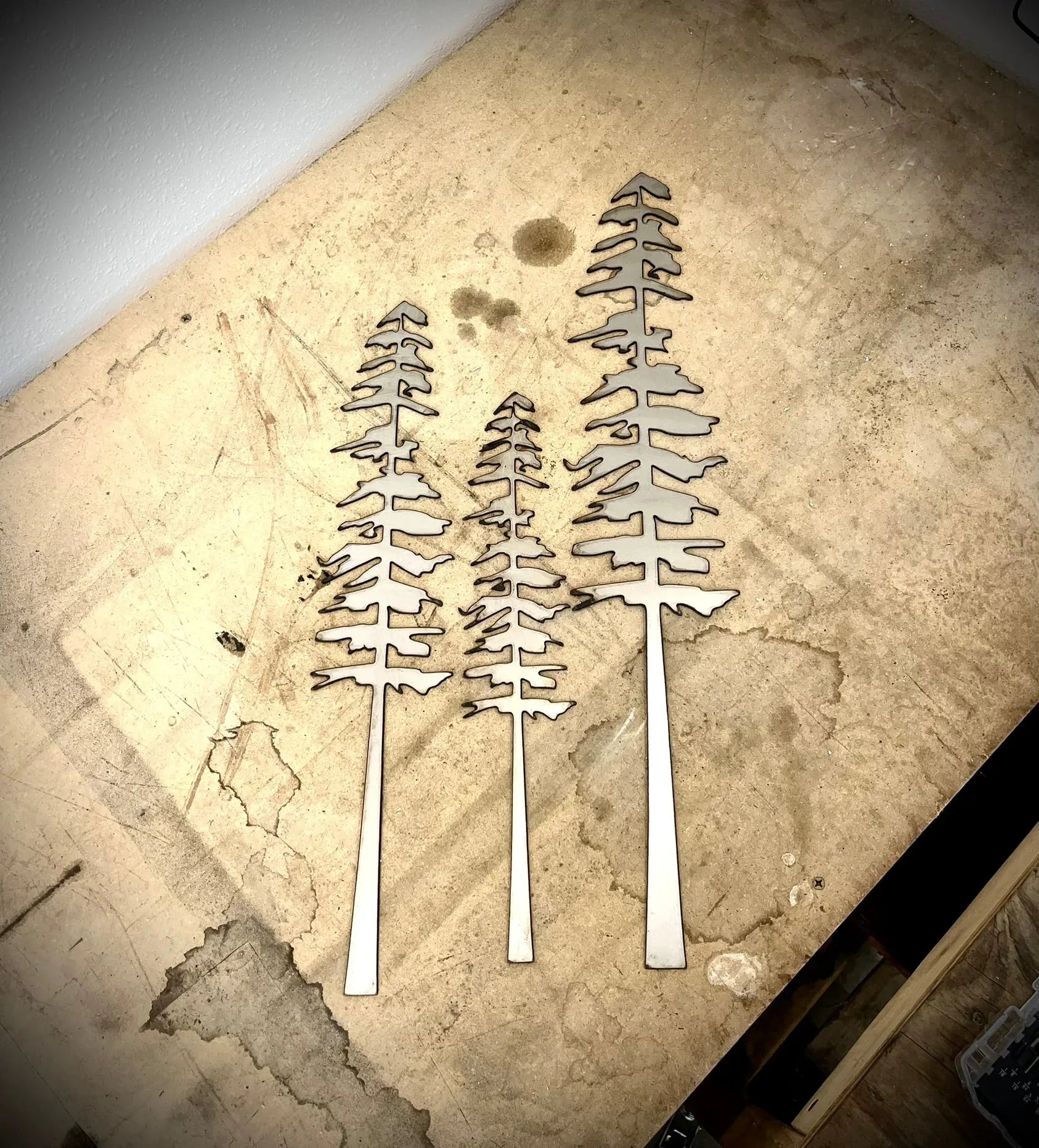 DISCOUNTED - XL Raw Steel Pine Trees - Wall Art