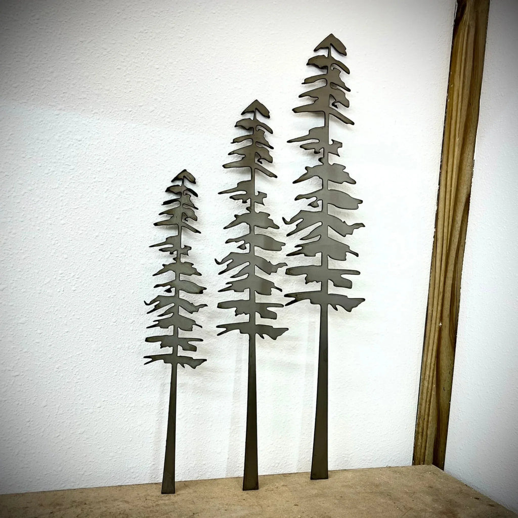 DISCOUNTED - XL Raw Steel Pine Trees - Wall Art