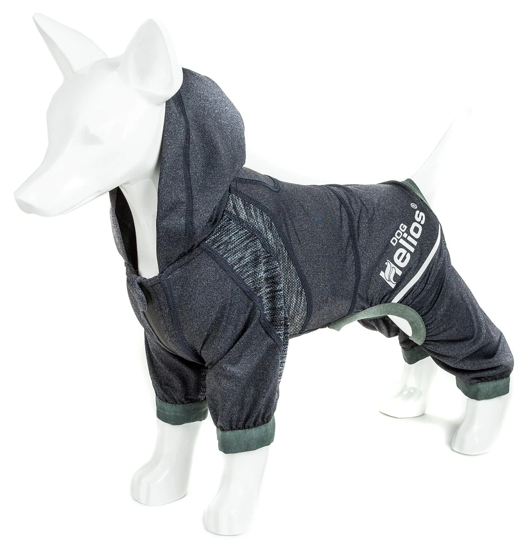 Dog Helios ® 'Namastail' Lightweight 4-Way-Stretch Yoga Performance Dog Tracksuit Hoodie Charcoal Black