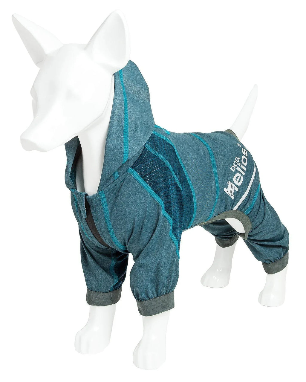 Dog Helios ® 'Namastail' Lightweight 4-Way-Stretch Yoga Performance Dog Tracksuit Hoodie Teal Blue