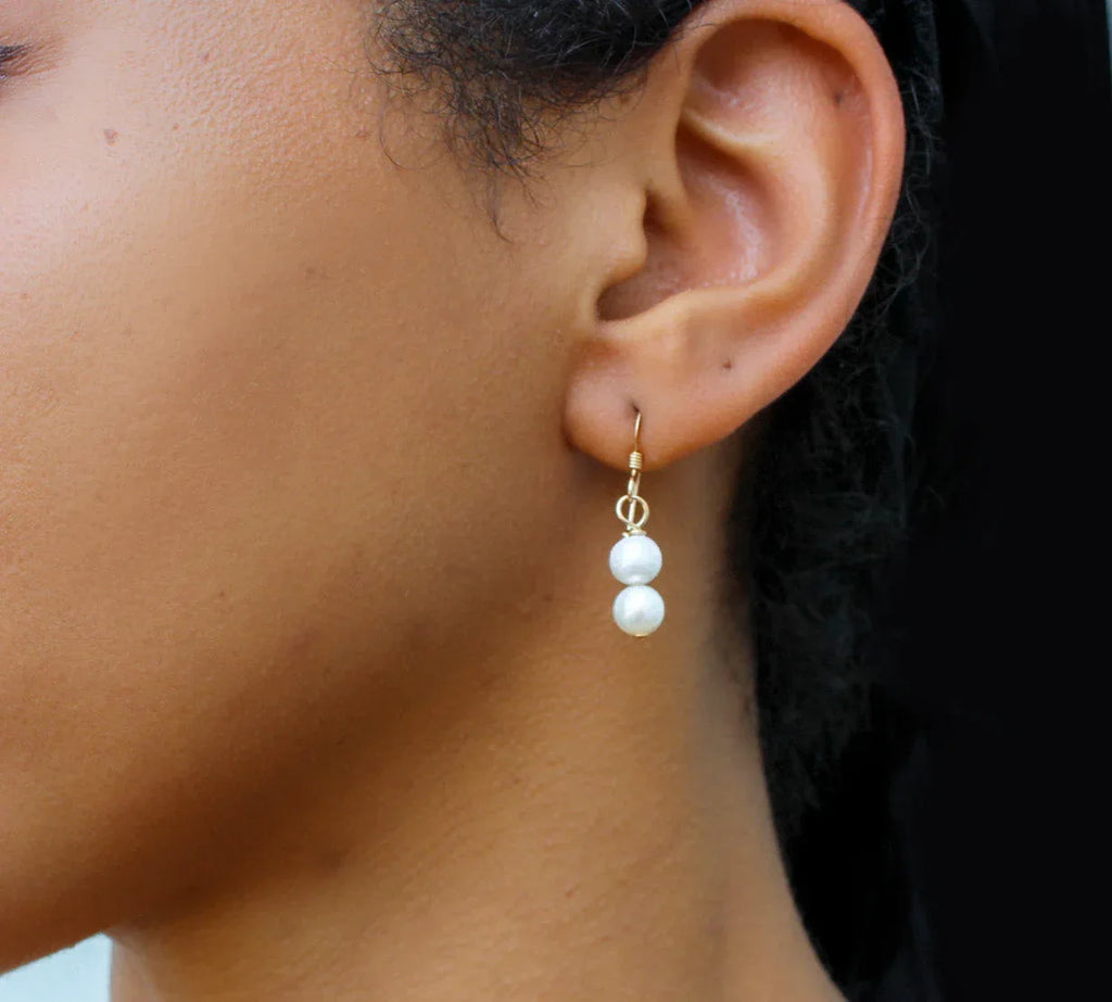 Double Pearl Drop Earrings