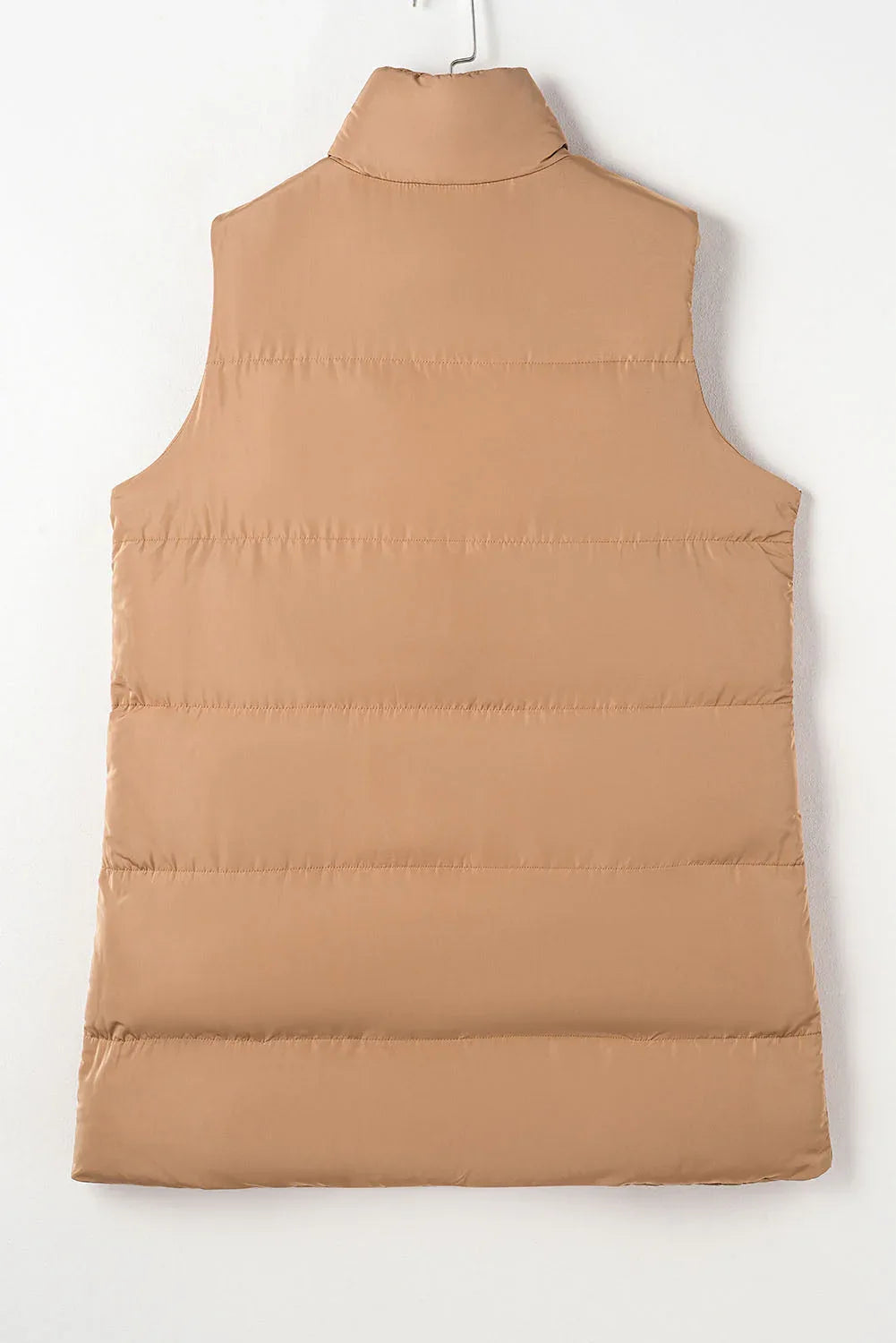 Solid Zip-Up Pocketed Puffer Vest