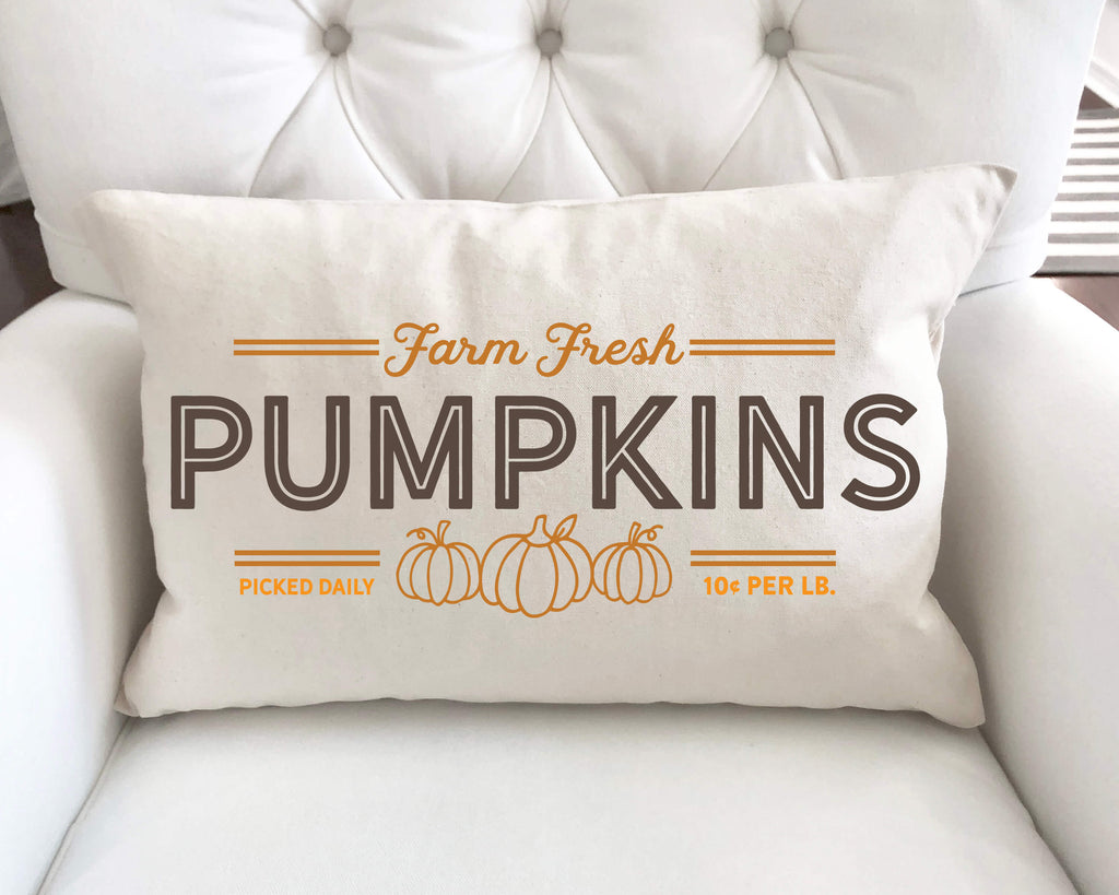 Farm Fresh Pumpkins Pillow Cover 12x20 inch