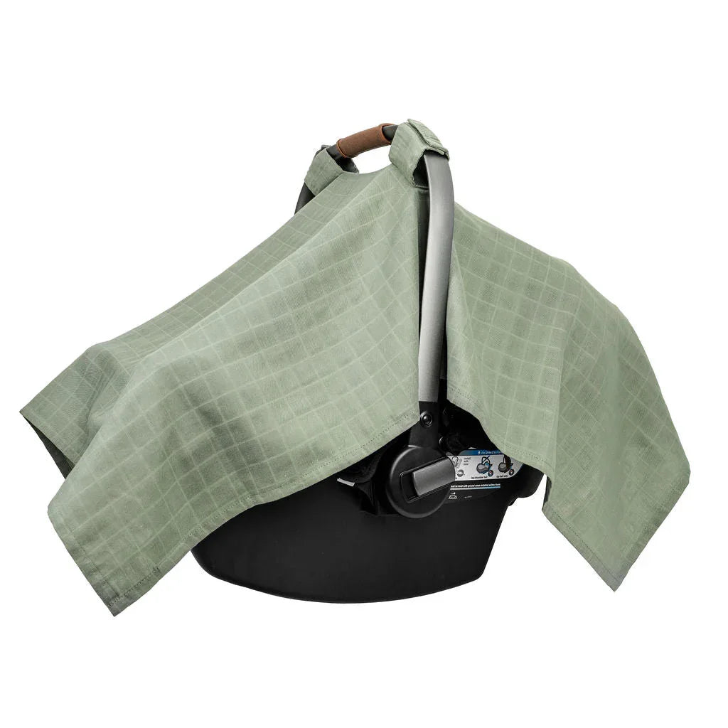 Muslin Car Seat Cover Green