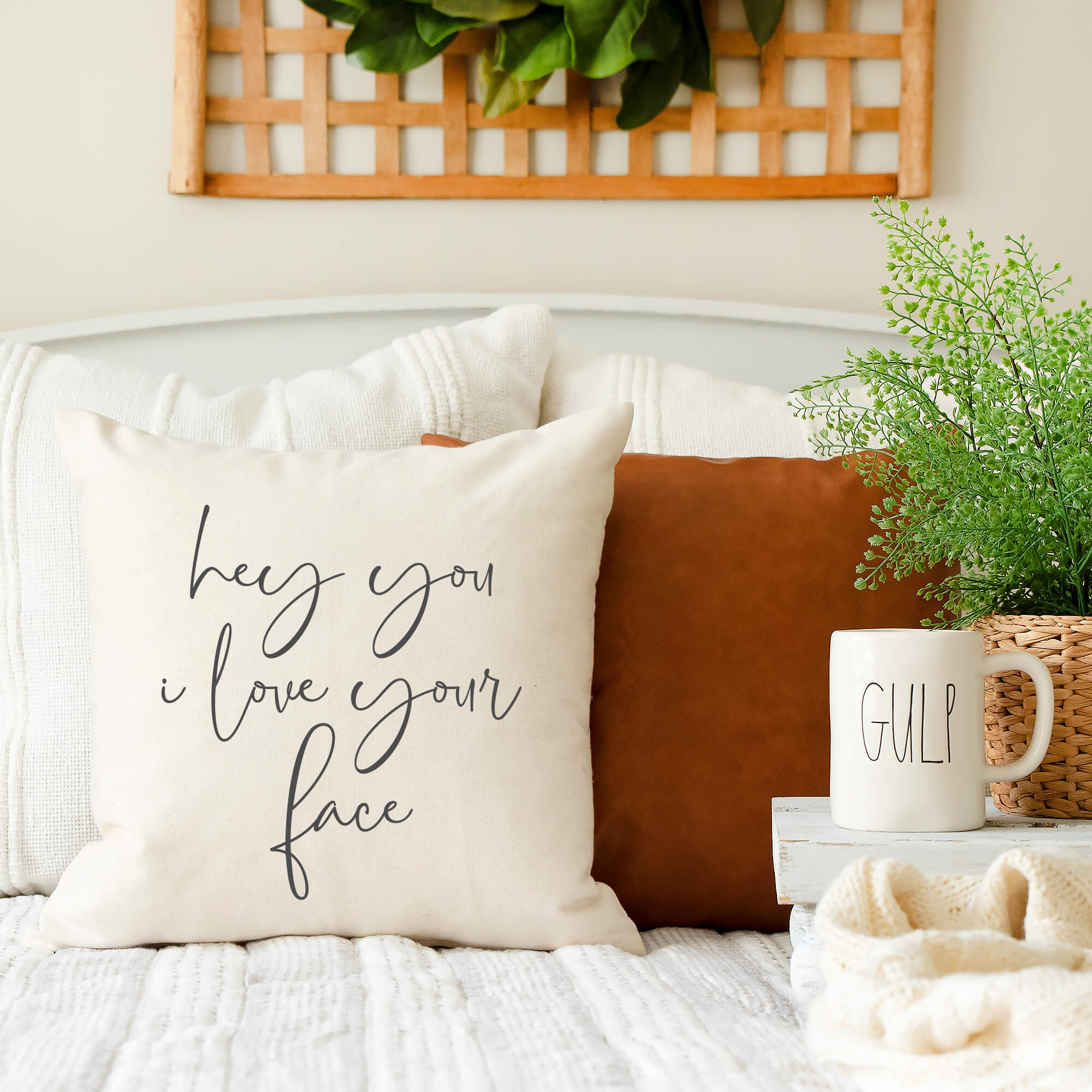 Hey You, I Love Your Face Valentine's Day Pillow Cover 18x18