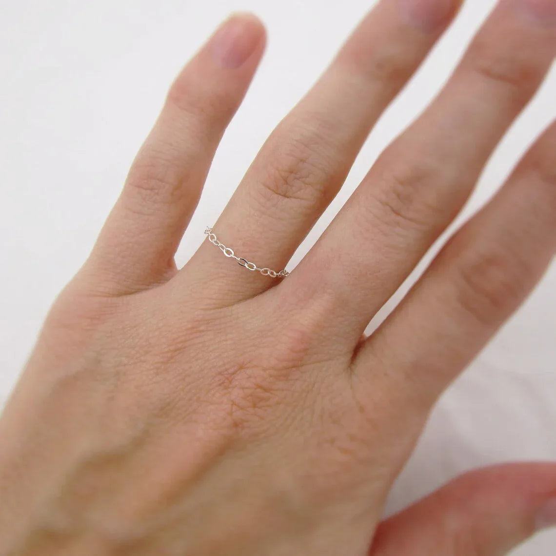 Tiny Chain Ring – Sterling Silver or Gold Filled