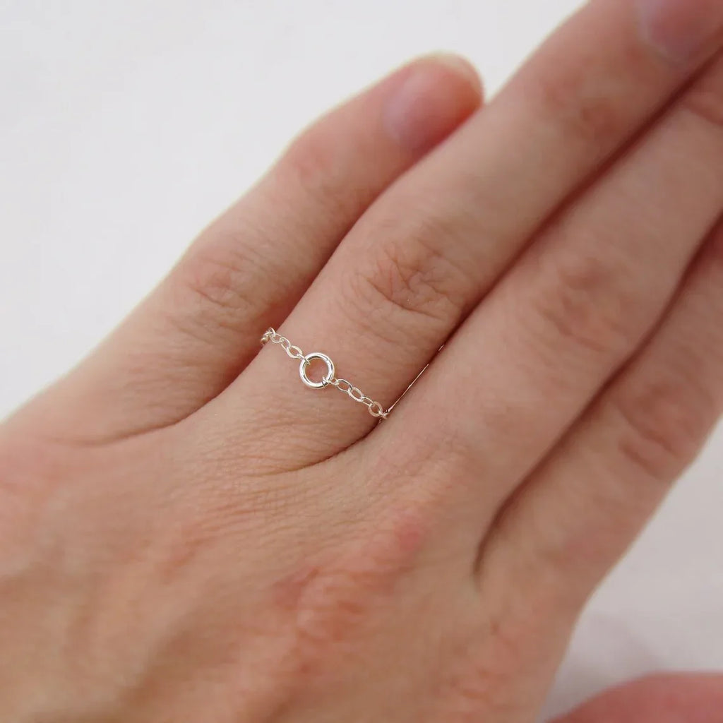 Tiny Chain Ring – Sterling Silver or Gold Filled