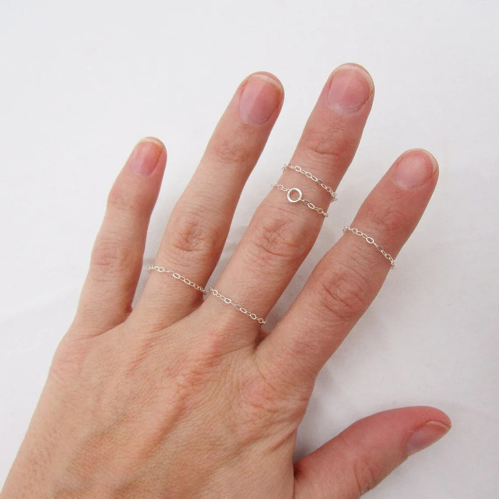 Tiny Chain Ring – Sterling Silver or Gold Filled