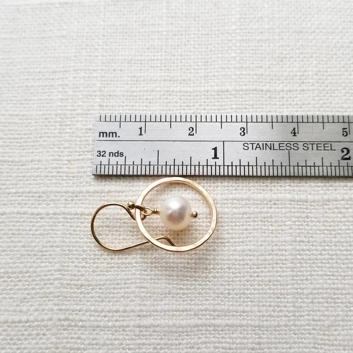 Orbit Pearl Earrings – Hammered Gold Filled Hoops with Freshwater Pearls