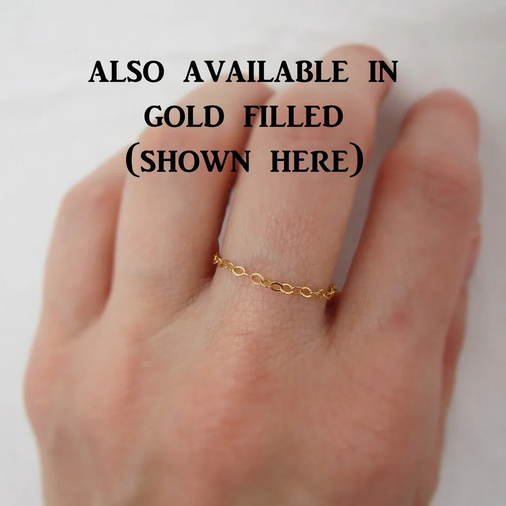 Tiny Chain Ring – Sterling Silver or Gold Filled