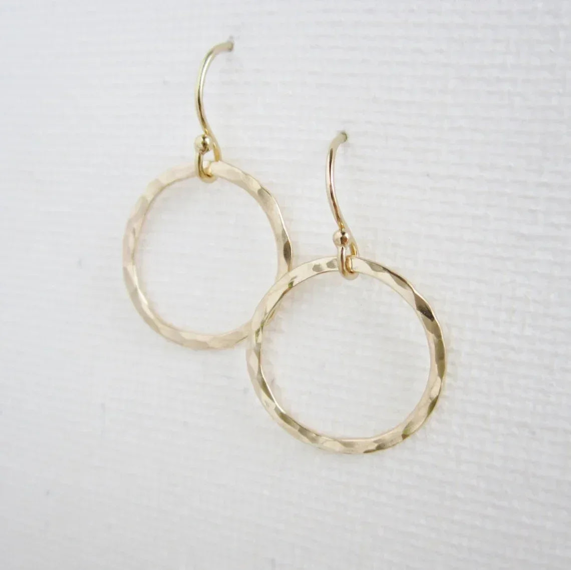Hammered Hoop Earrings – 16mm Gold Filled or Sterling Silver Gold