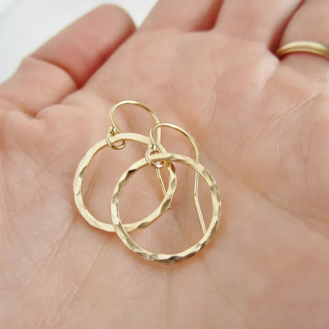 Hammered Hoop Earrings – 16mm Gold Filled or Sterling Silver
