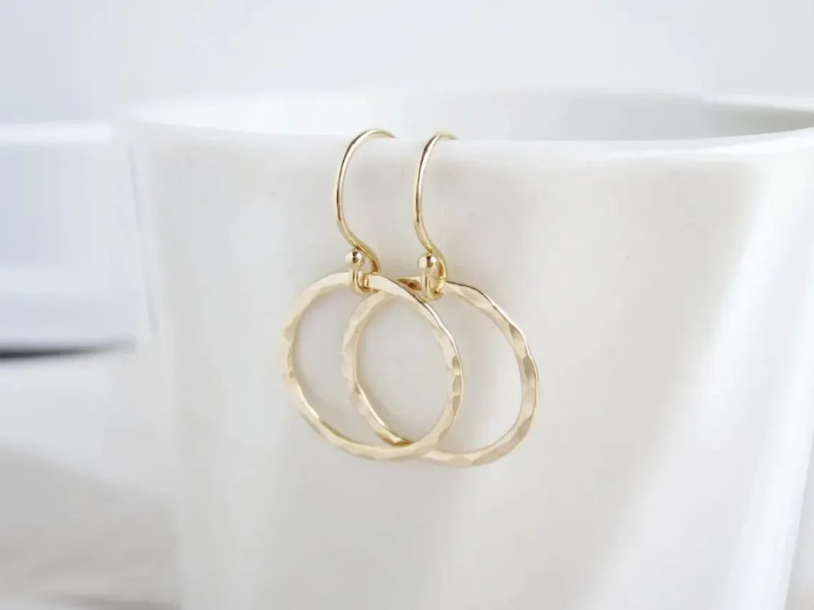 Hammered Hoop Earrings – 16mm Gold Filled or Sterling Silver