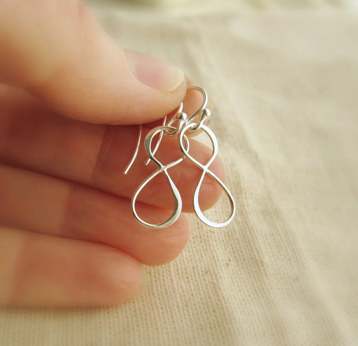 Sterling Silver Infinity Earrings – Handcrafted Lightweight Dangle Design