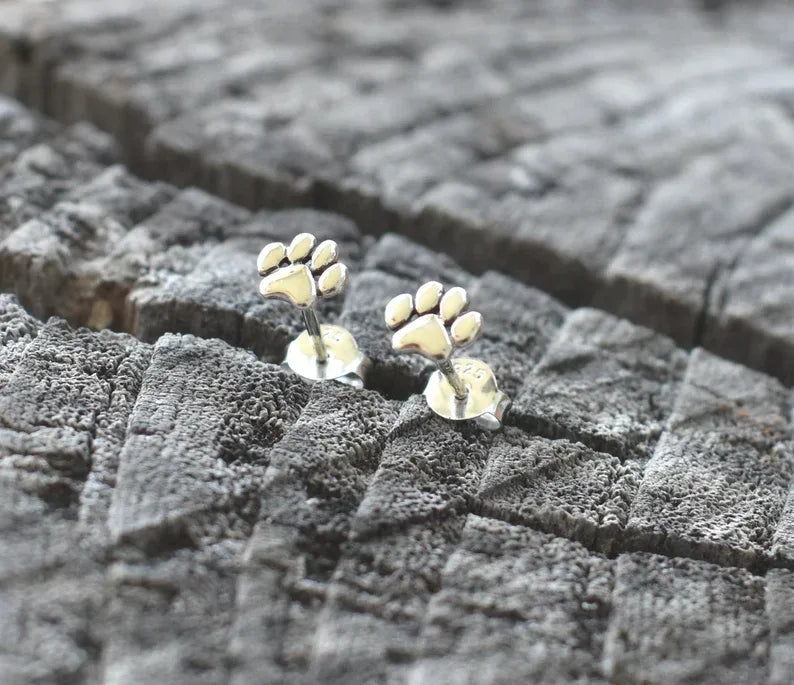 Sterling Silver Paw Stud Earrings – Pet Lover Dog Jewelry Gift
