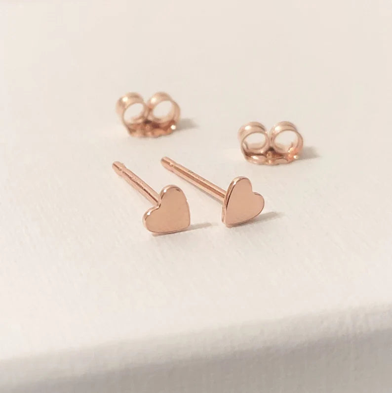 Heart Stud Earrings – 14k Rose Gold Filled, 9mm
