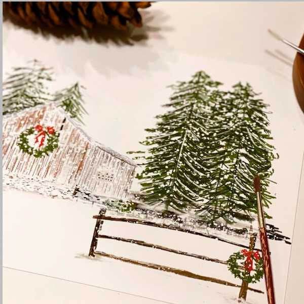 Merry Christmas with Man Carrying Tree- 12x20 inch pillow cover #24