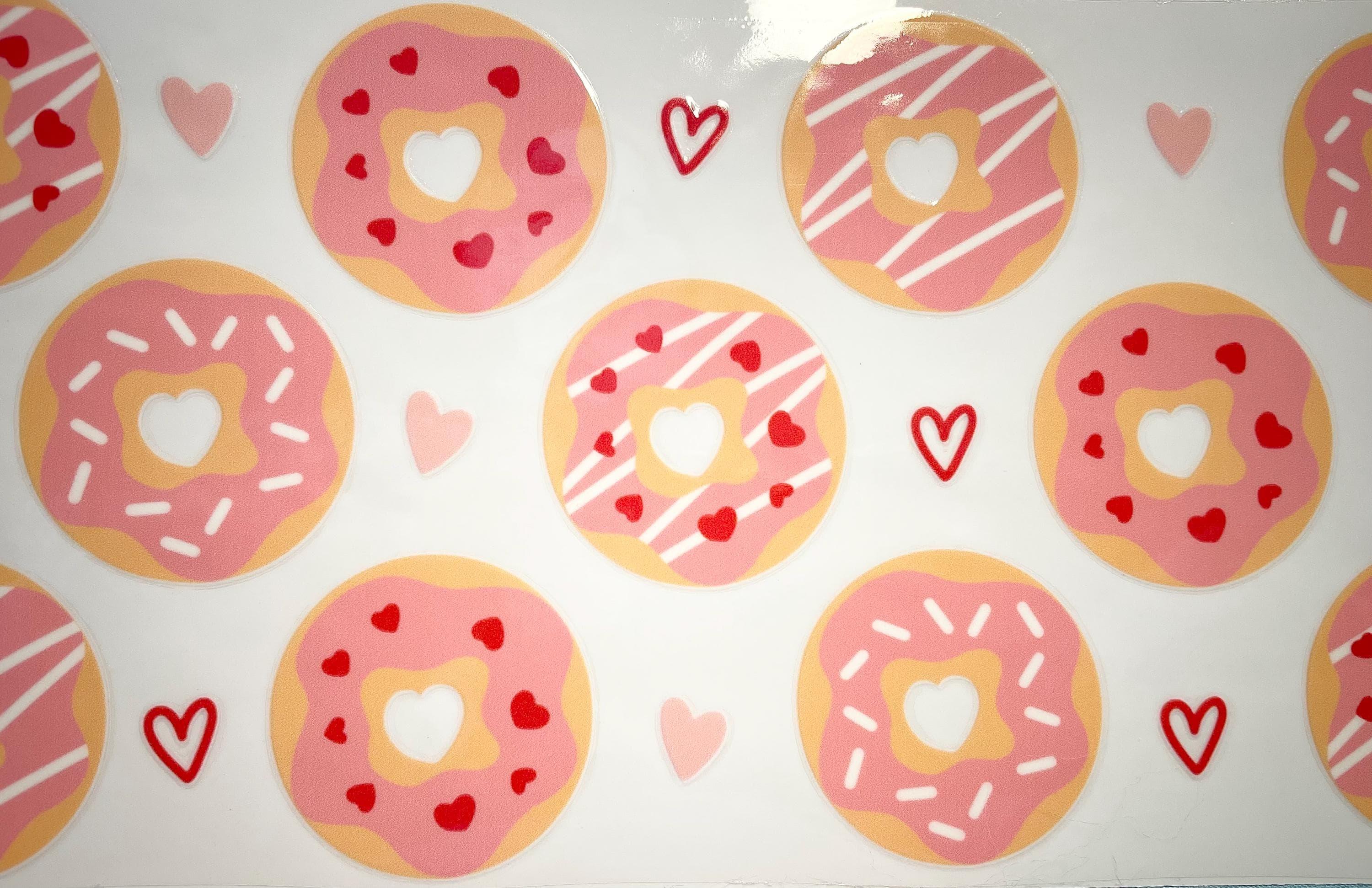 16oz Glass Cup with Lid & Straw Donuts