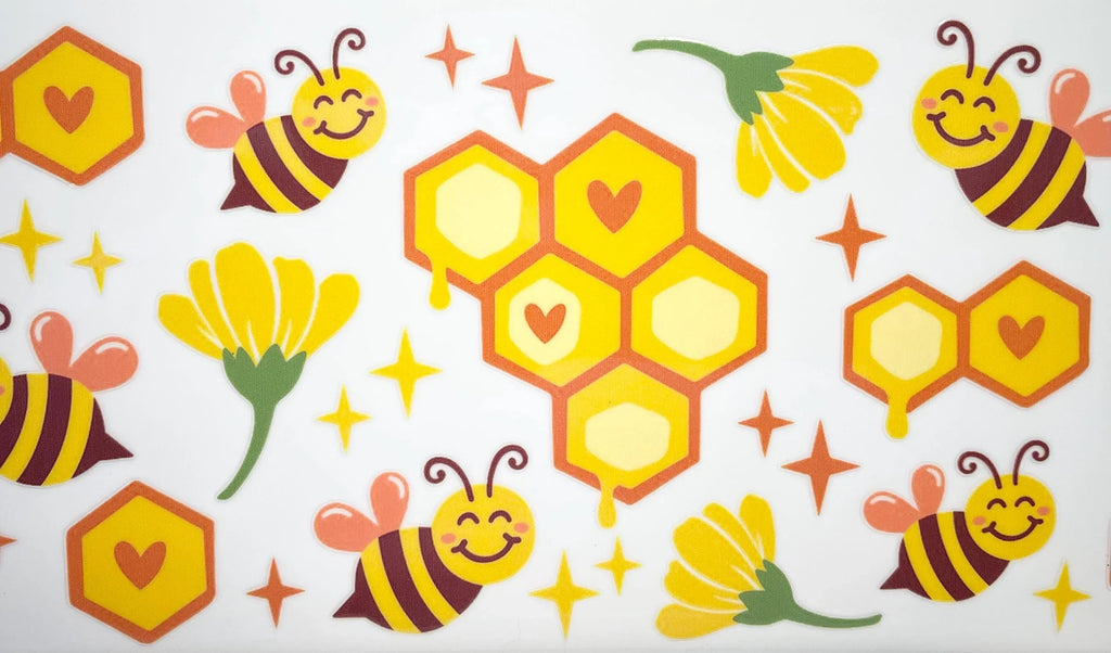 16oz Glass Cup with Lid & Straw Bee My Honey