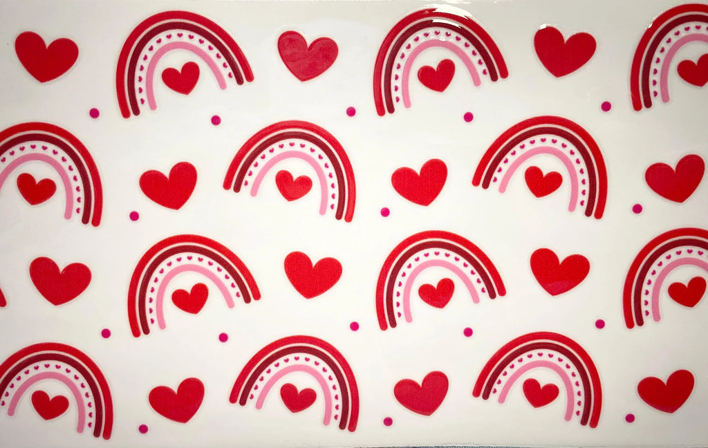 16oz Glass Cup with Lid & Straw Boho Hearts