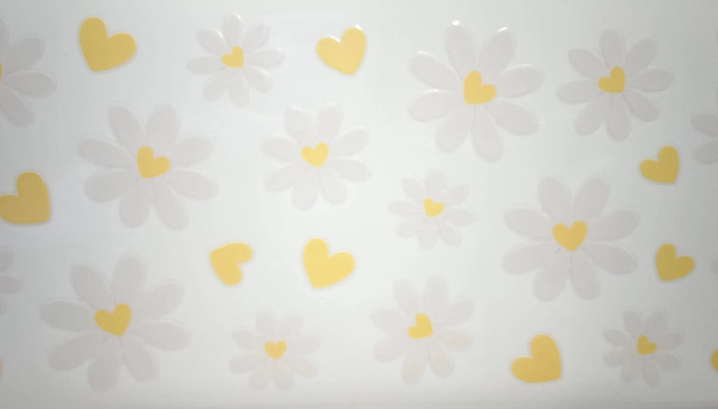 16oz Glass Cup with Lid & Straw Daisies