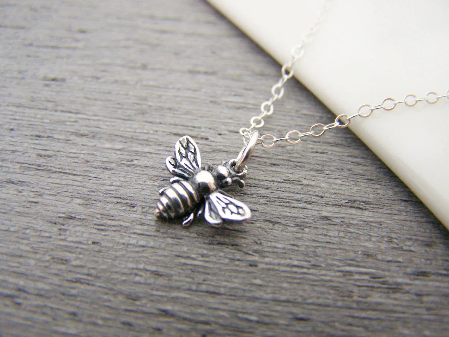 Tiny Sterling Silver Bumblebee Necklace – Simple Everyday Bee Charm Jewelry
