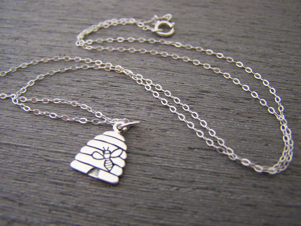 Tiny Sterling Silver Beehive Necklace – Simple Everyday Bee Jewelry