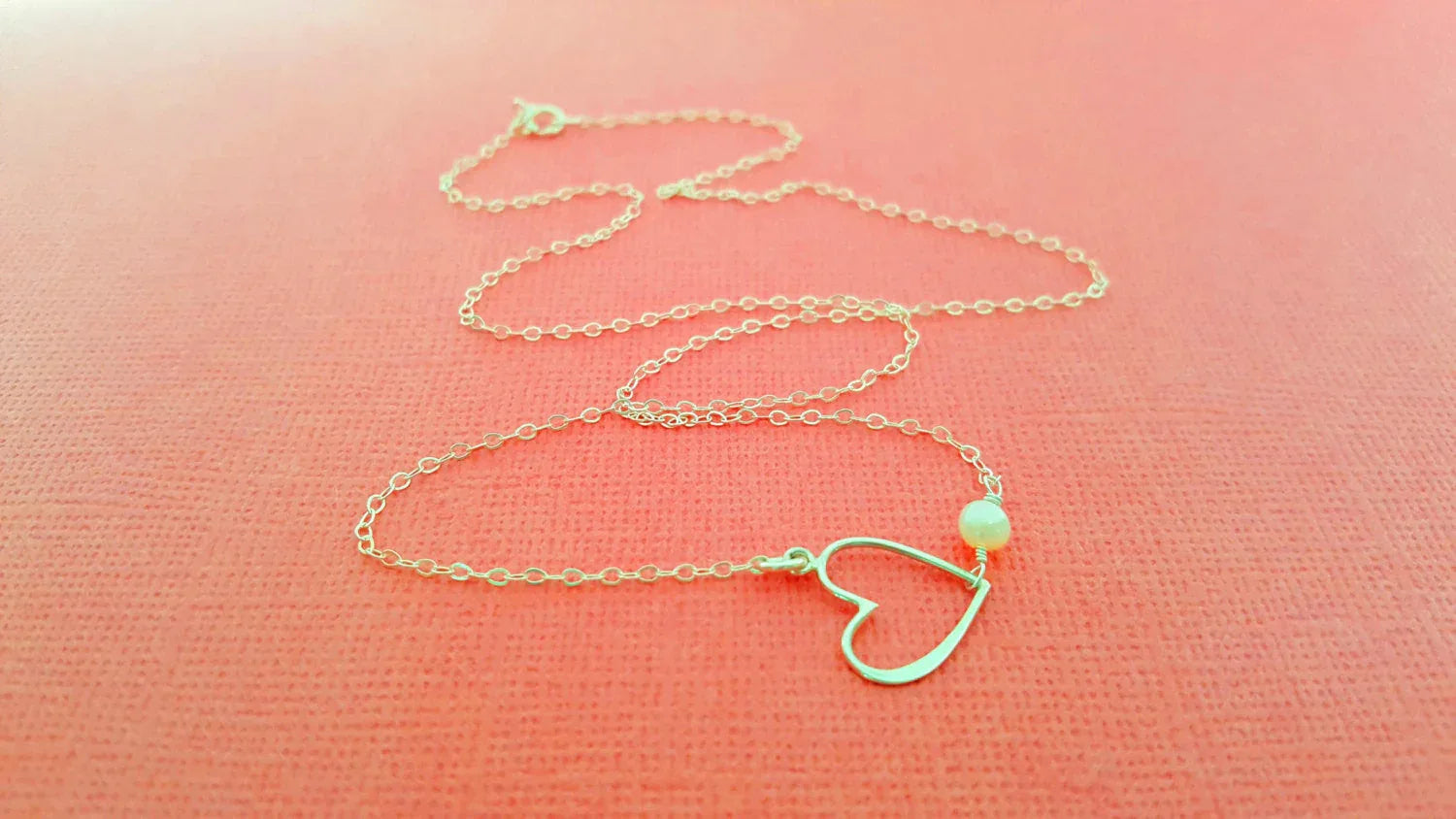 Sideways Heart Necklace - Freshwater Pearl Sterling Silver Necklace - Dainty Necklace - Valentines Necklace - Heart Jewelry - Gift for Her