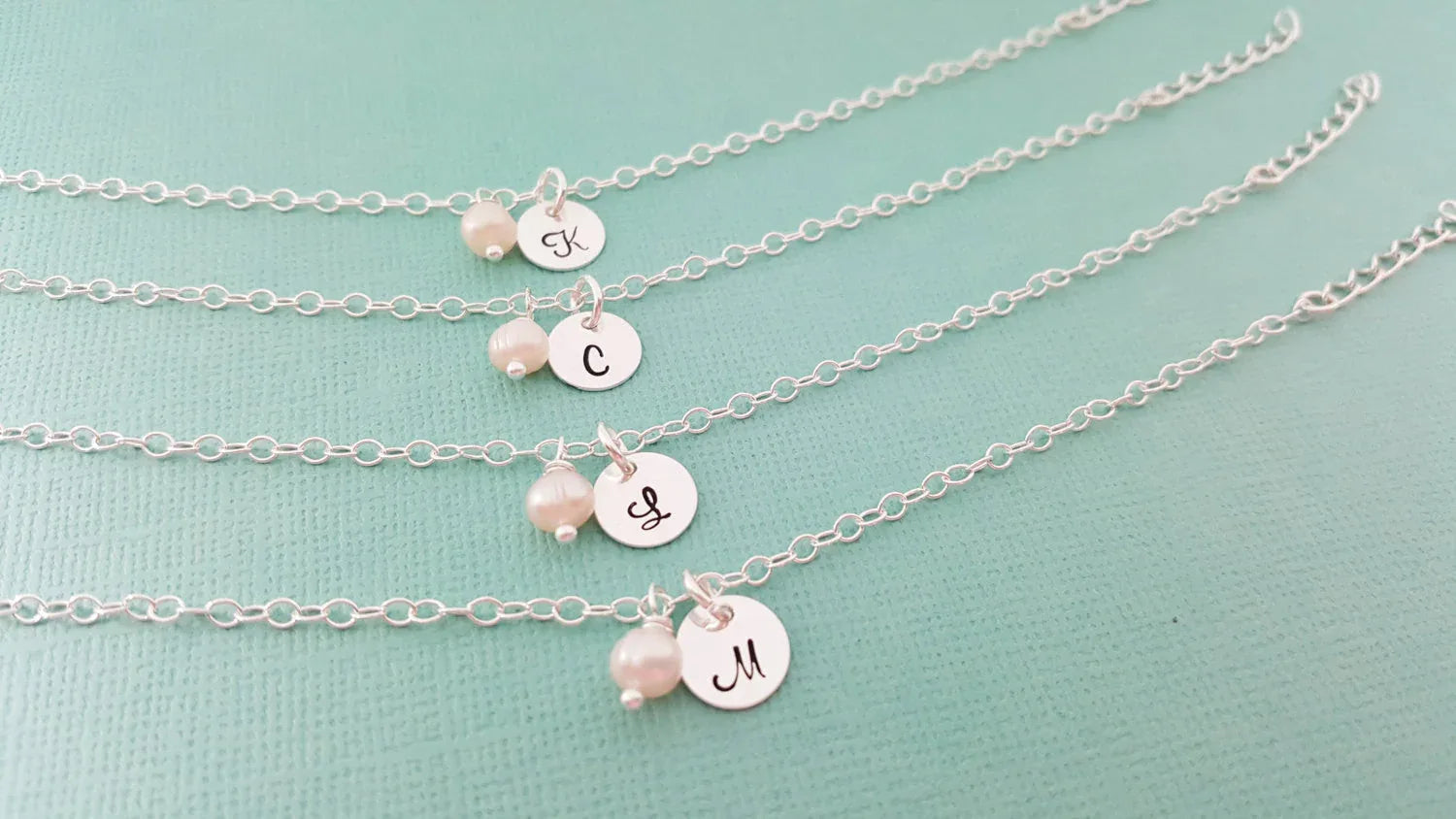 Pearl Initial Bracelet - Personalized Sterling Silver Jewelry - Bridesmaid Gift