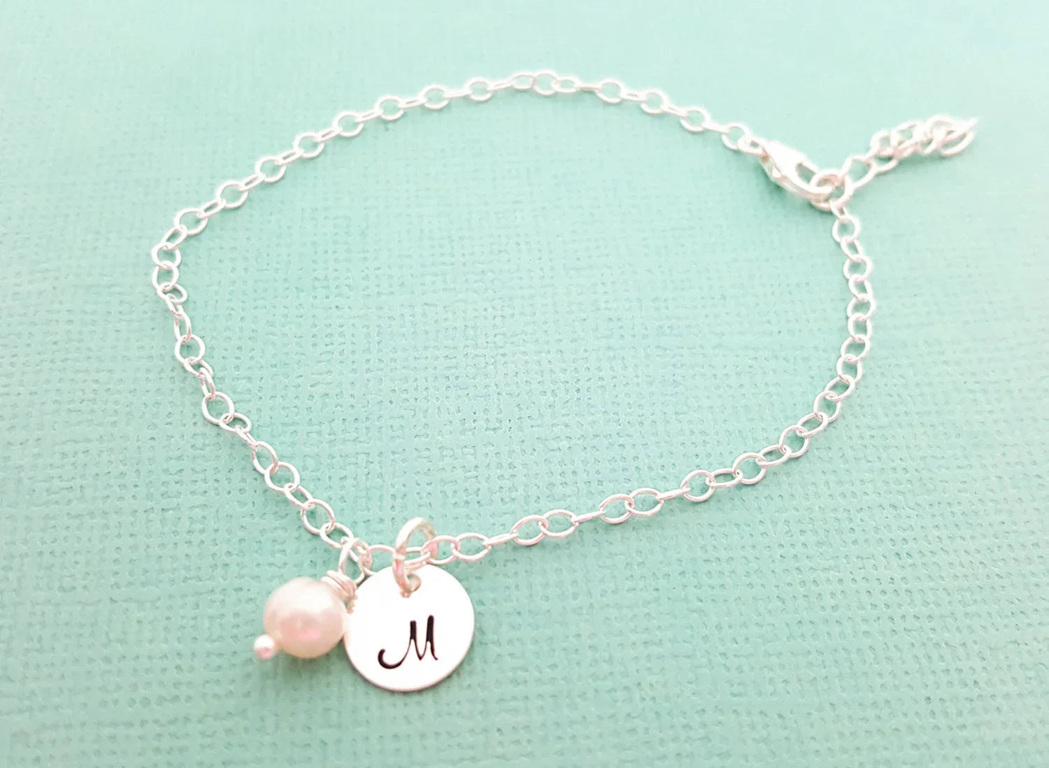 Pearl Initial Bracelet - Personalized Sterling Silver Jewelry - Bridesmaid Gift