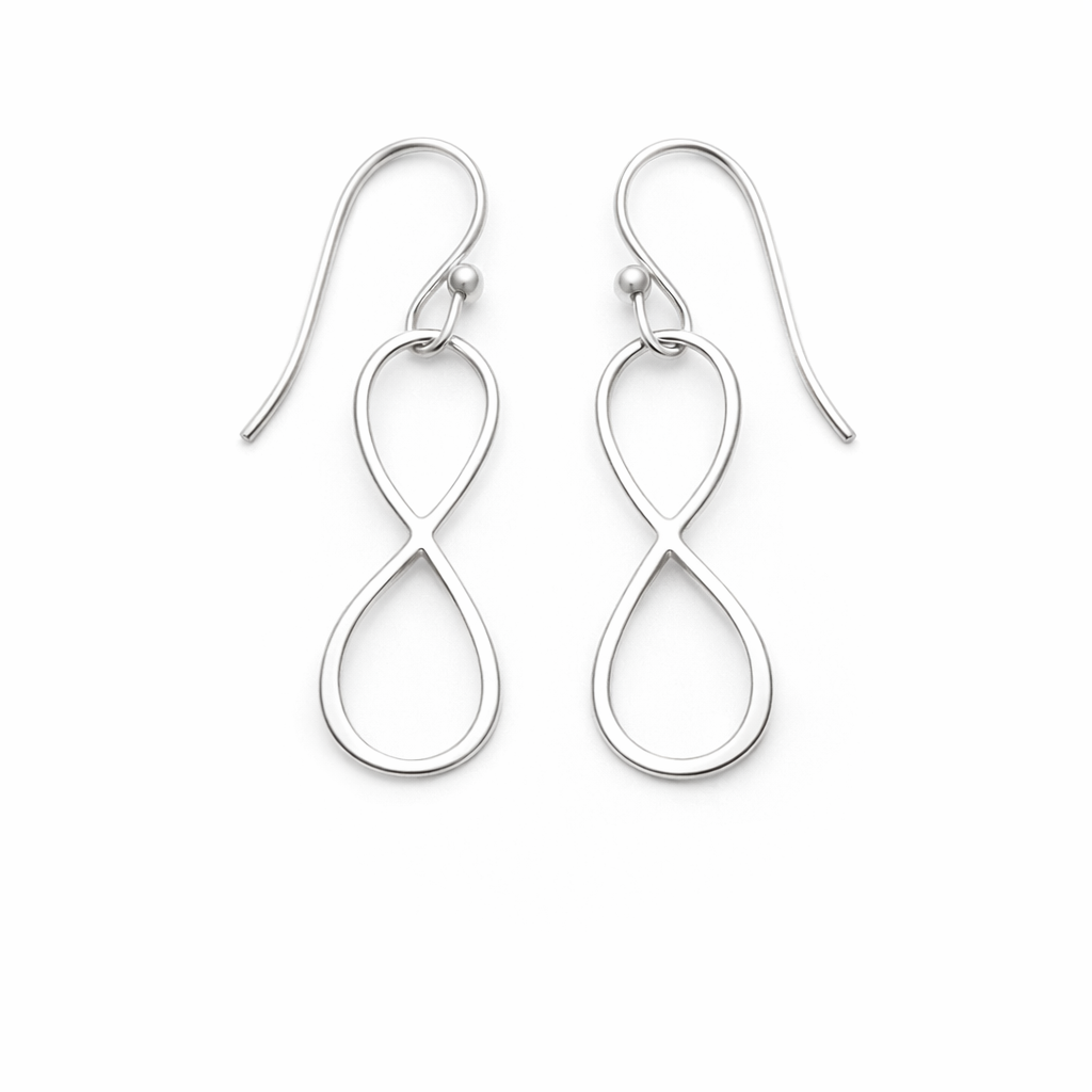 Sterling Silver Infinity Earrings – Handcrafted Lightweight Dangle Design