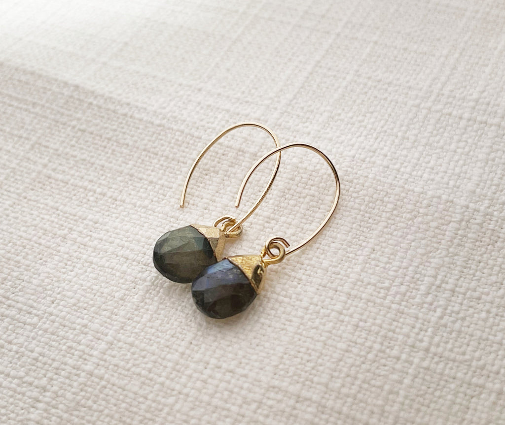 Blue Flash Labradorite Drop Earrings