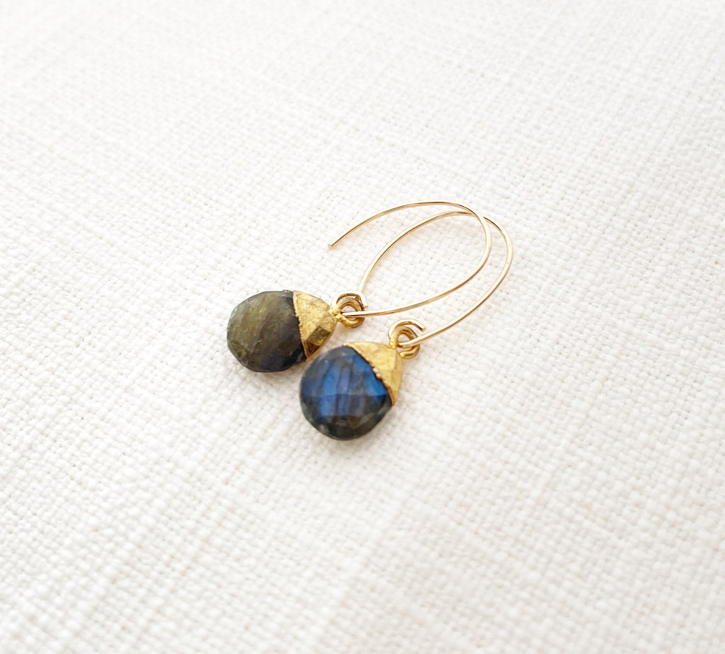 Blue Flash Labradorite Drop Earrings