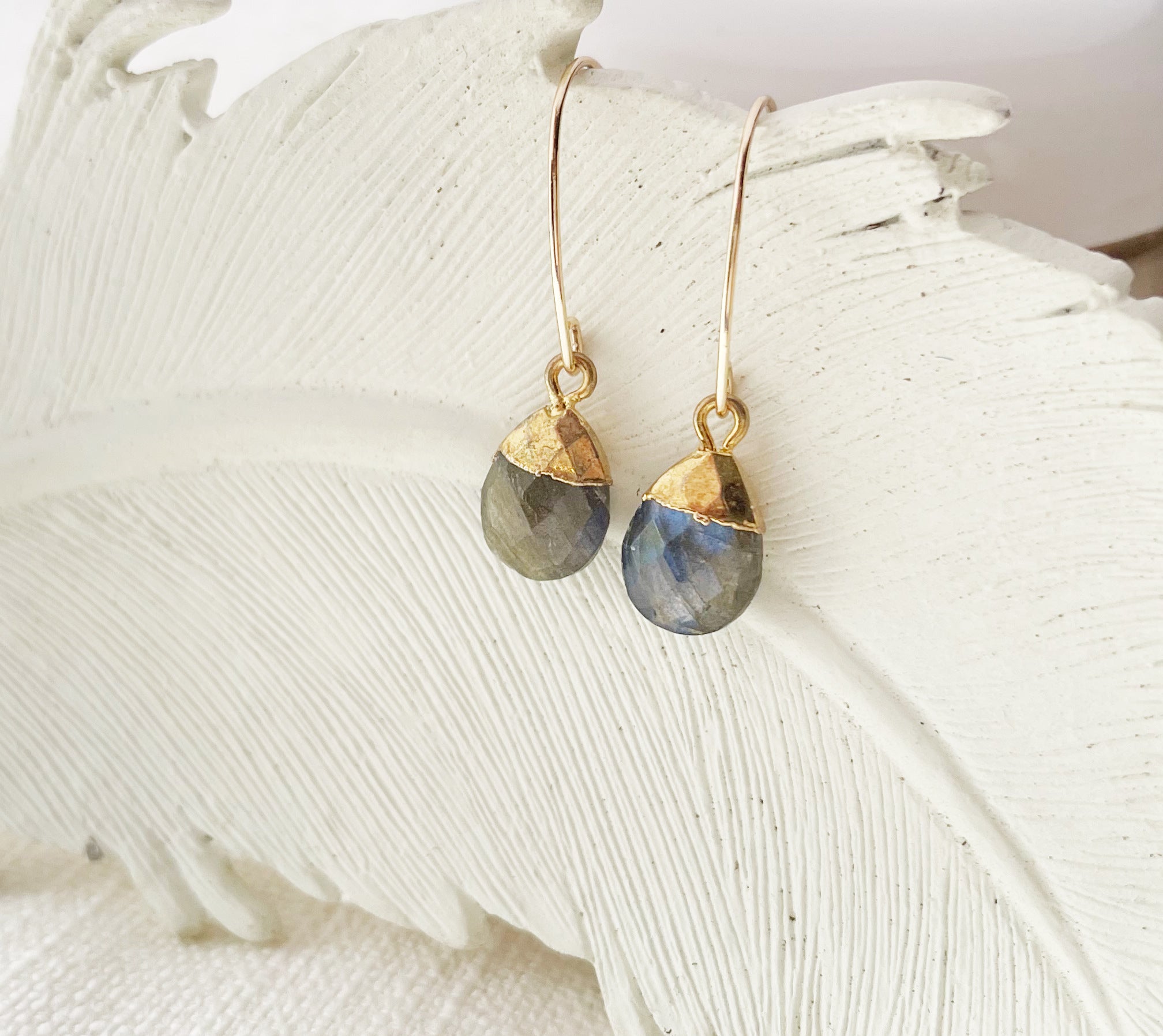 Blue Flash Labradorite Drop Earrings