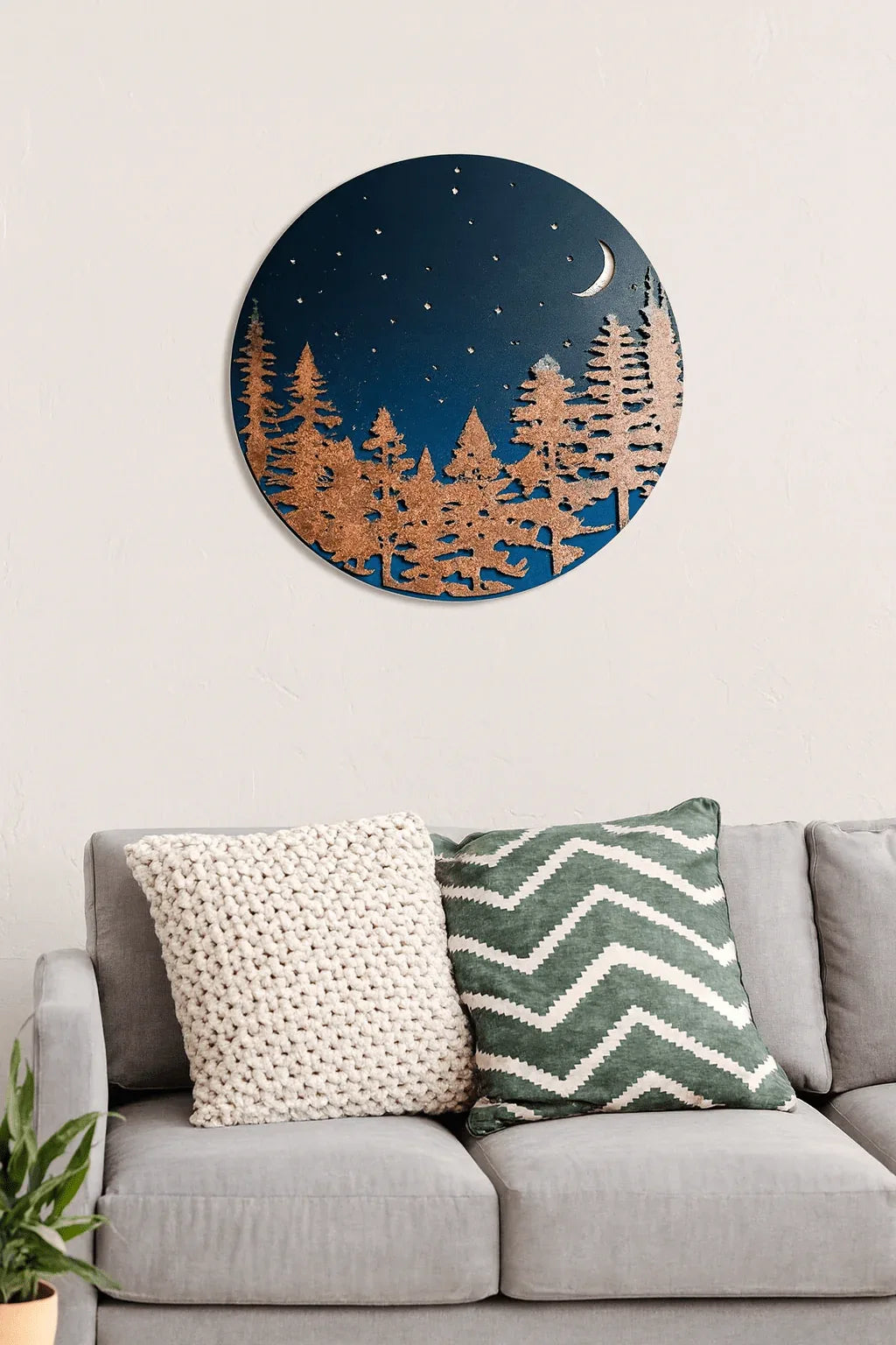 Layered Pine Forest Under the Stars - Wall Art