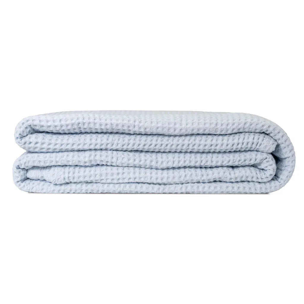 Waffle Weave Throw Light Blue