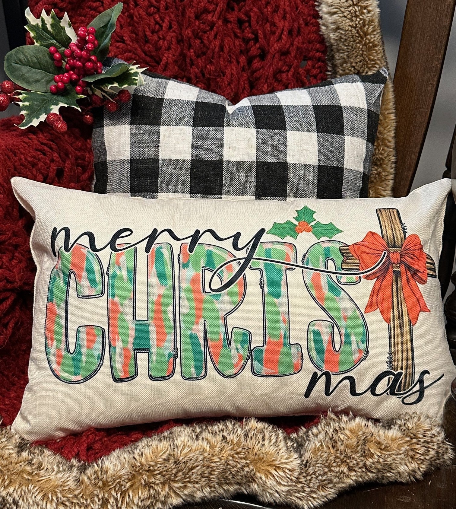 Merry Christ-Mas Pillow Cover 12x20
