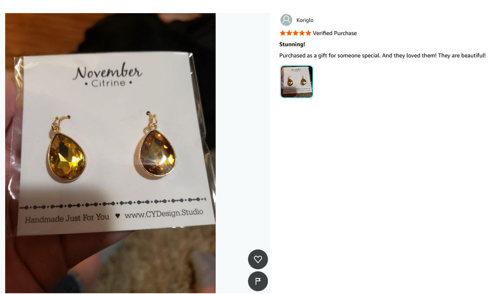 November Birthstone Earrings – Citrine Teardrop Crystal Earrings – 14k Gold Filled Dangle Earrings Gift for Her