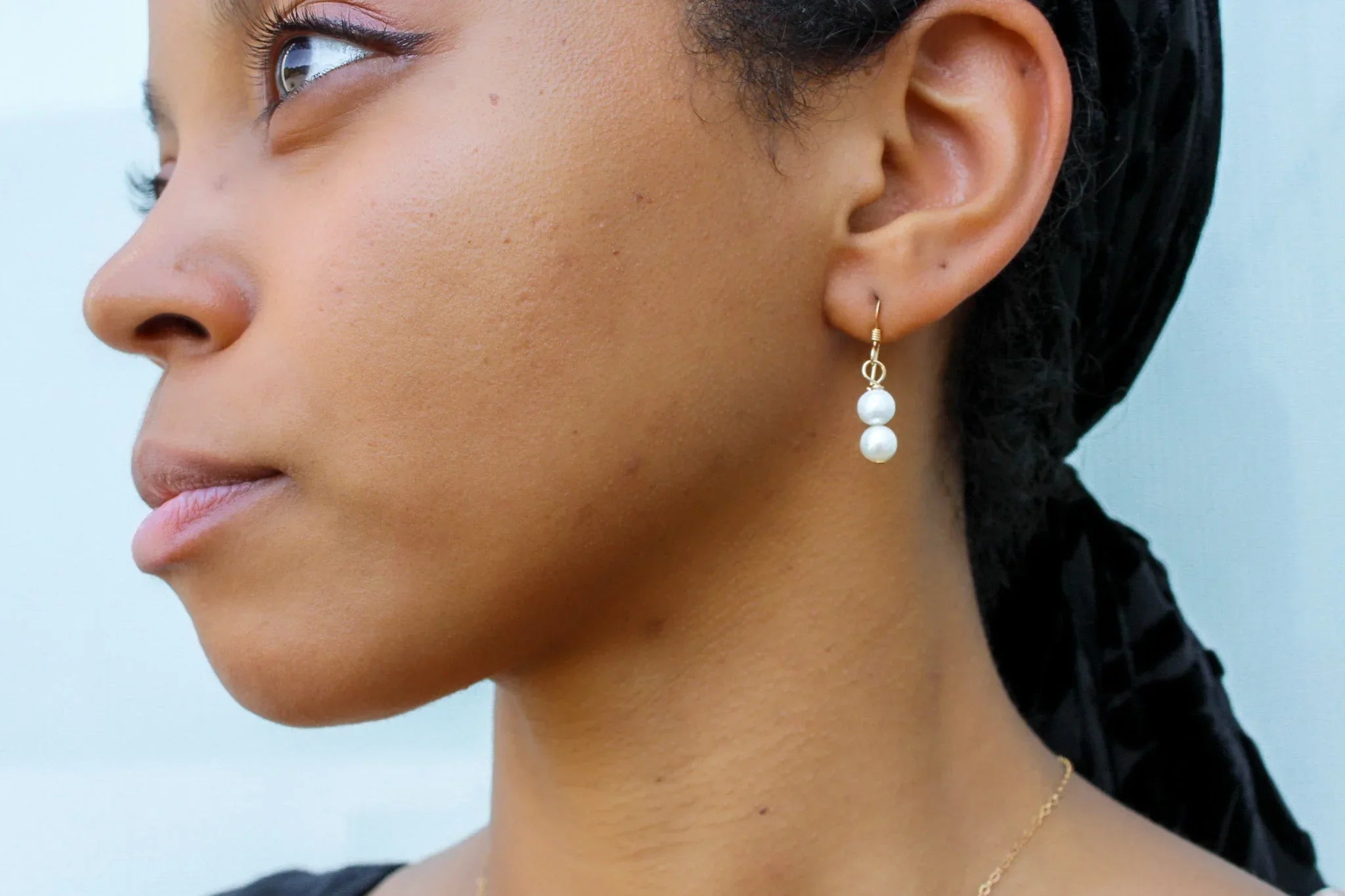 Double Pearl Drop Earrings