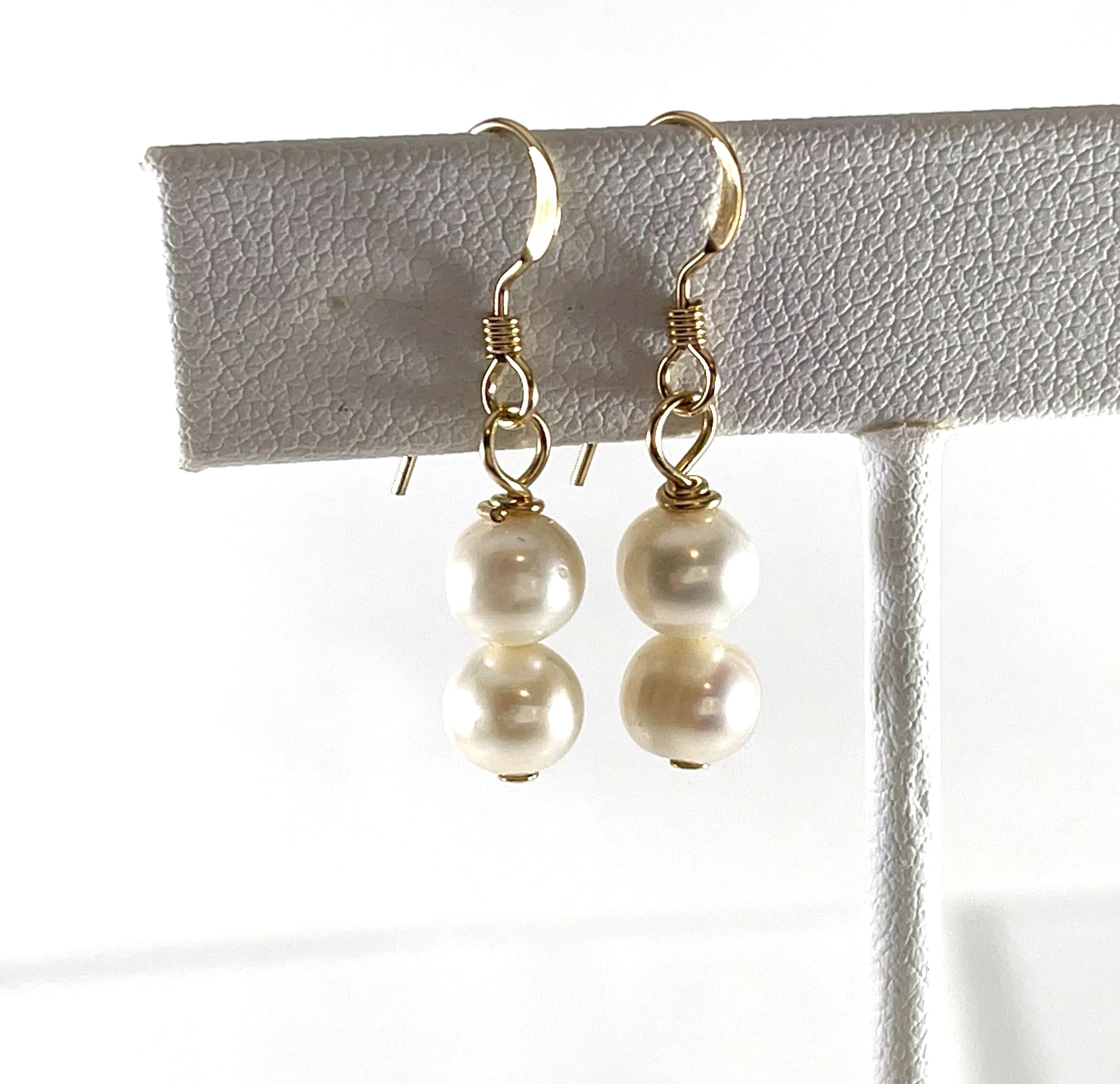 Double Pearl Drop Earrings