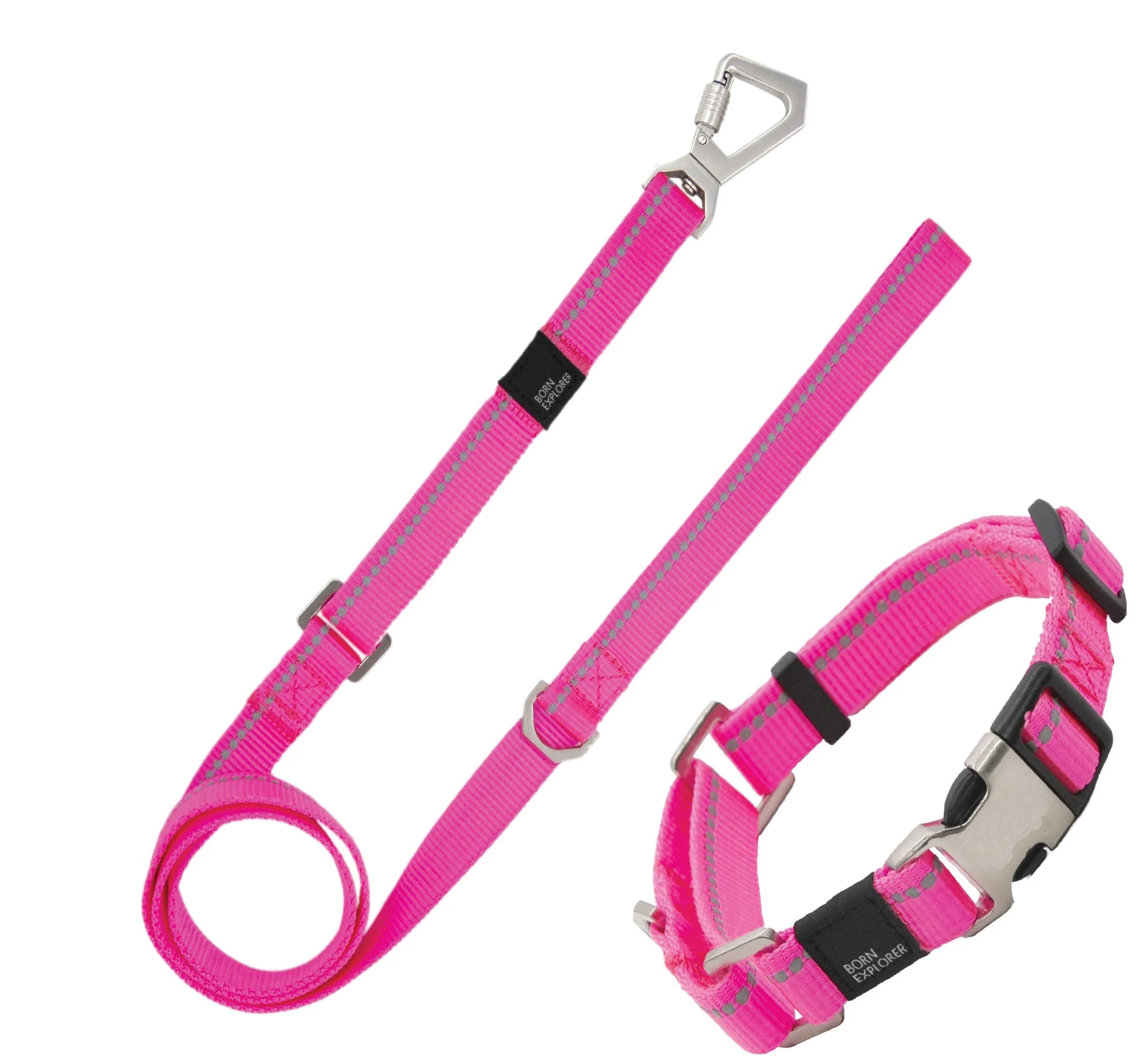 Pet Life ® 'Advent' Outdoor Series 3M Reflective 2-in-1 Durable Martingale Training Dog Leash and Collar Pink