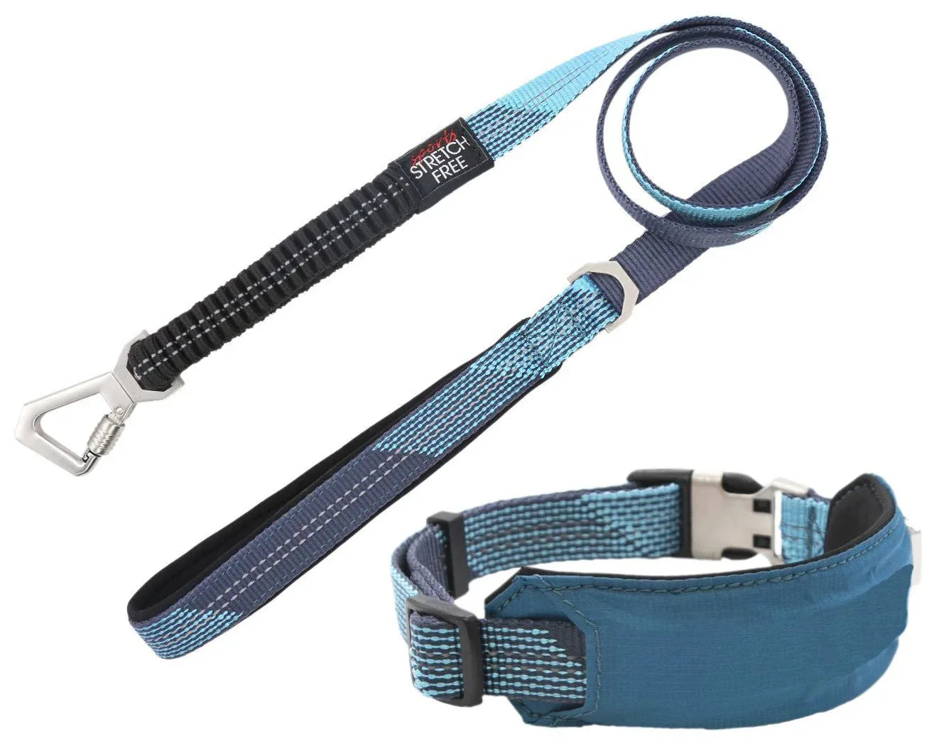 Pet Life ® 'Geo-prene' 2-in-1 Shock Absorbing Neoprene Padded Reflective Dog Leash and Collar Blue