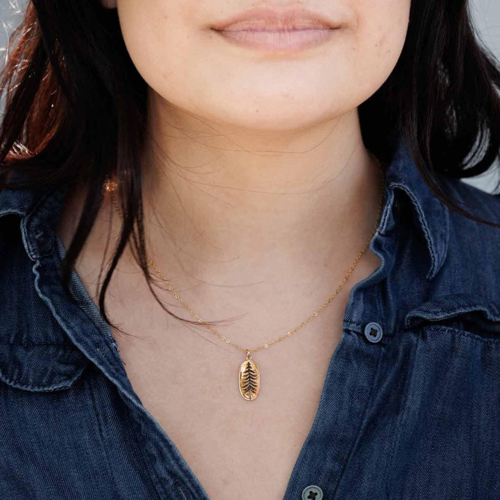 Pine Tree Charm Necklace - Dainty 14k Gold Filled Jewelry