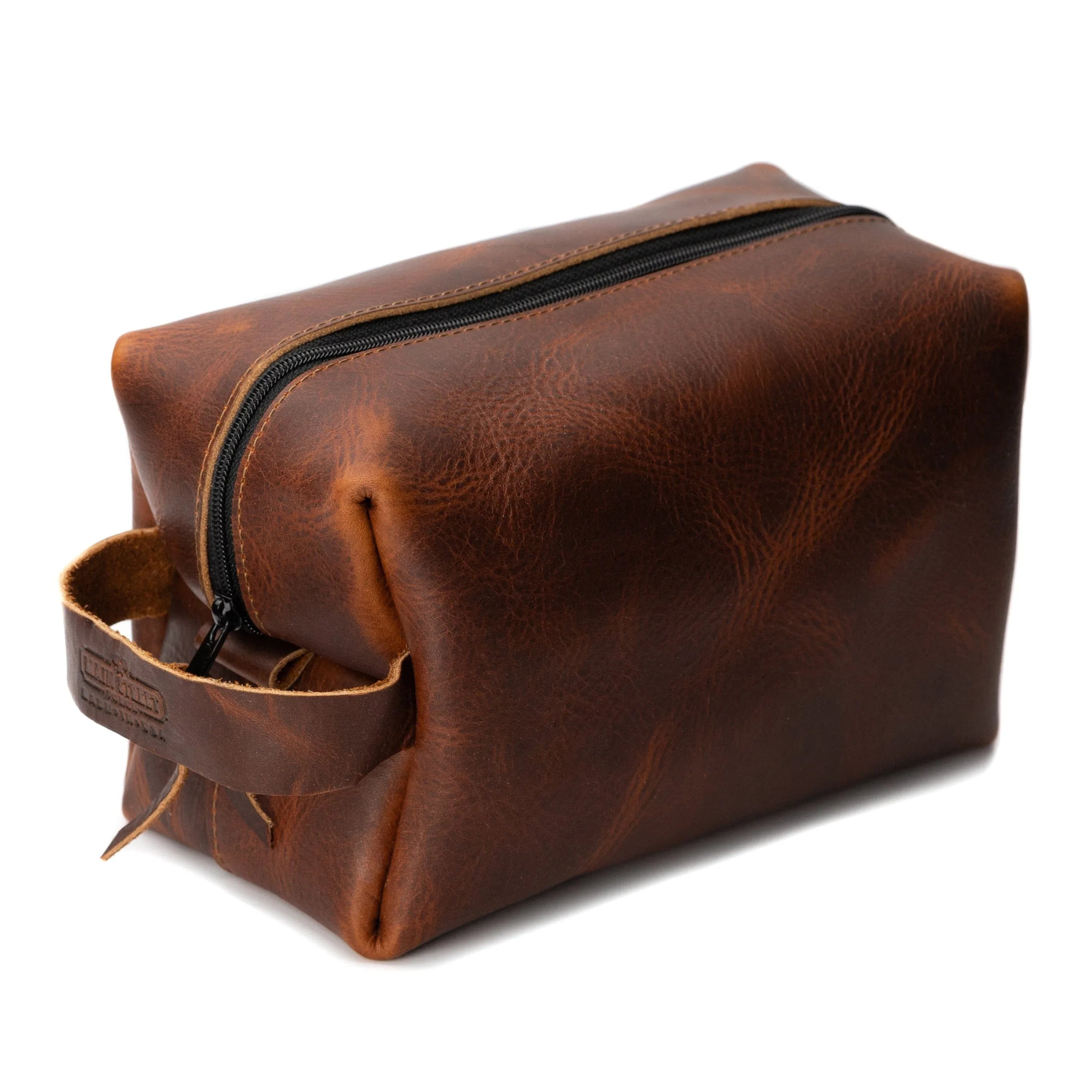 Leather Toiletry Bag for Men | Dopp Kit / Travel Pack Tobacco Snakebite
