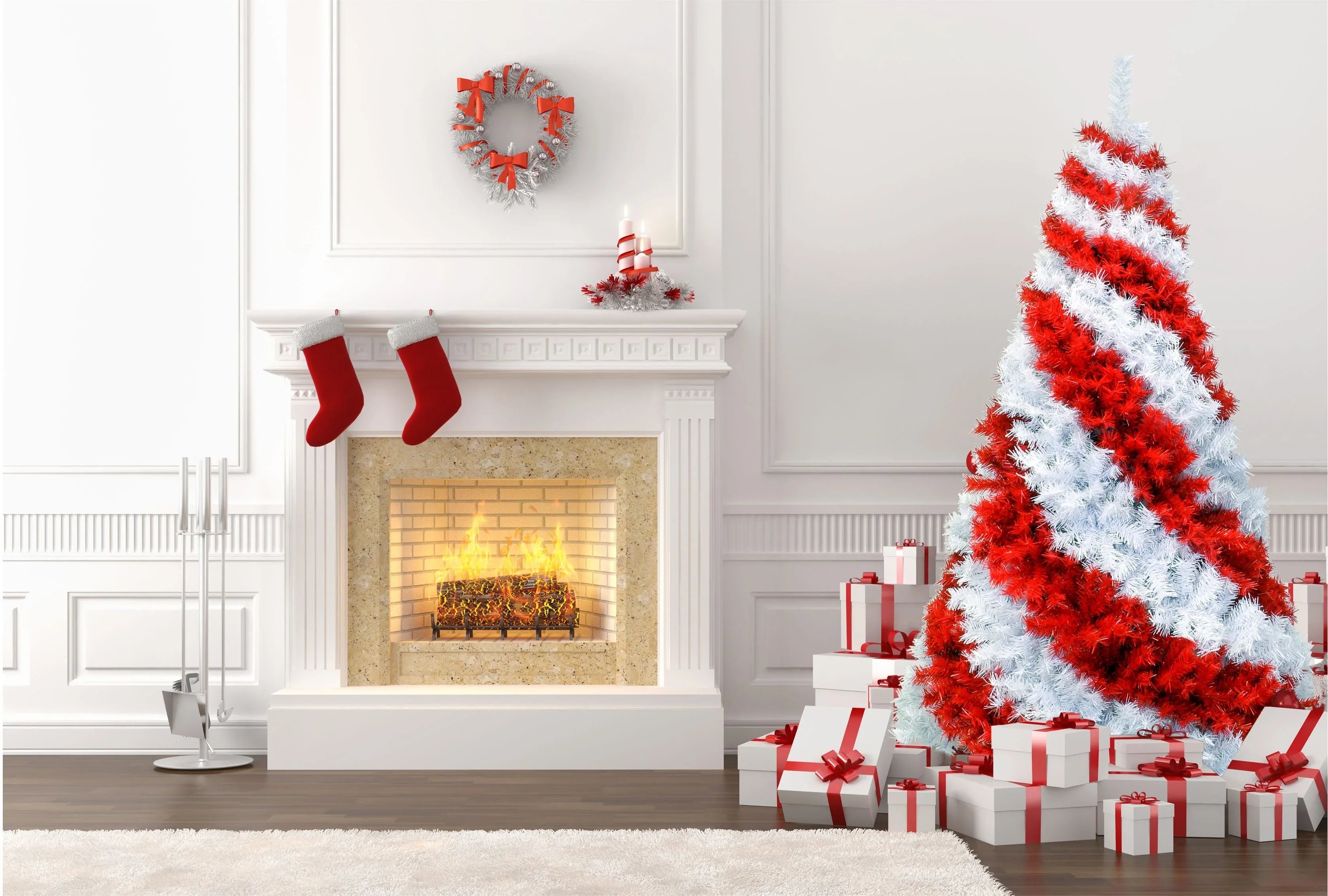 6 Foot Red and White Swirl Candy Cane Colored Artificial Christmas Tree