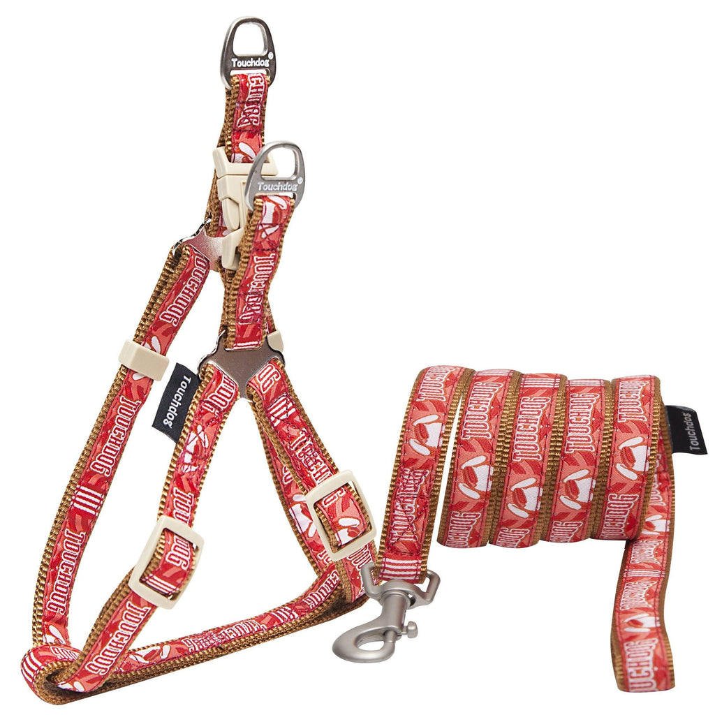 Touchdog 'Funny Bone' Tough Stitched Dog Harness and Leash Red