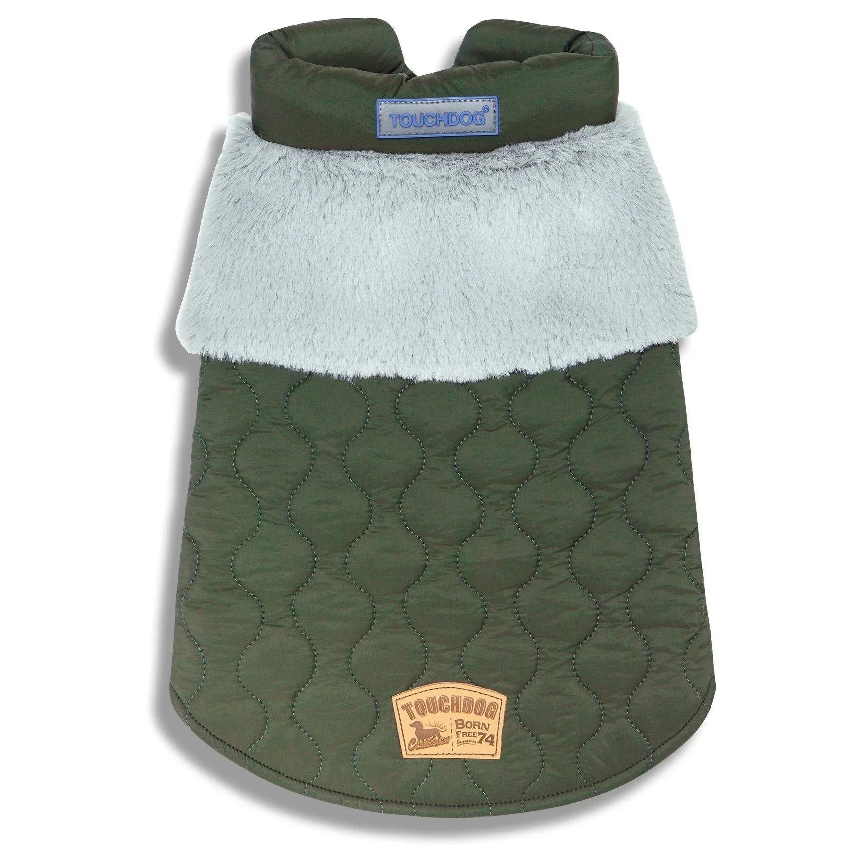 Touchdog 'Furrost-Bite' Fur and Fleece Designer Fashion Dog Jacket Green
