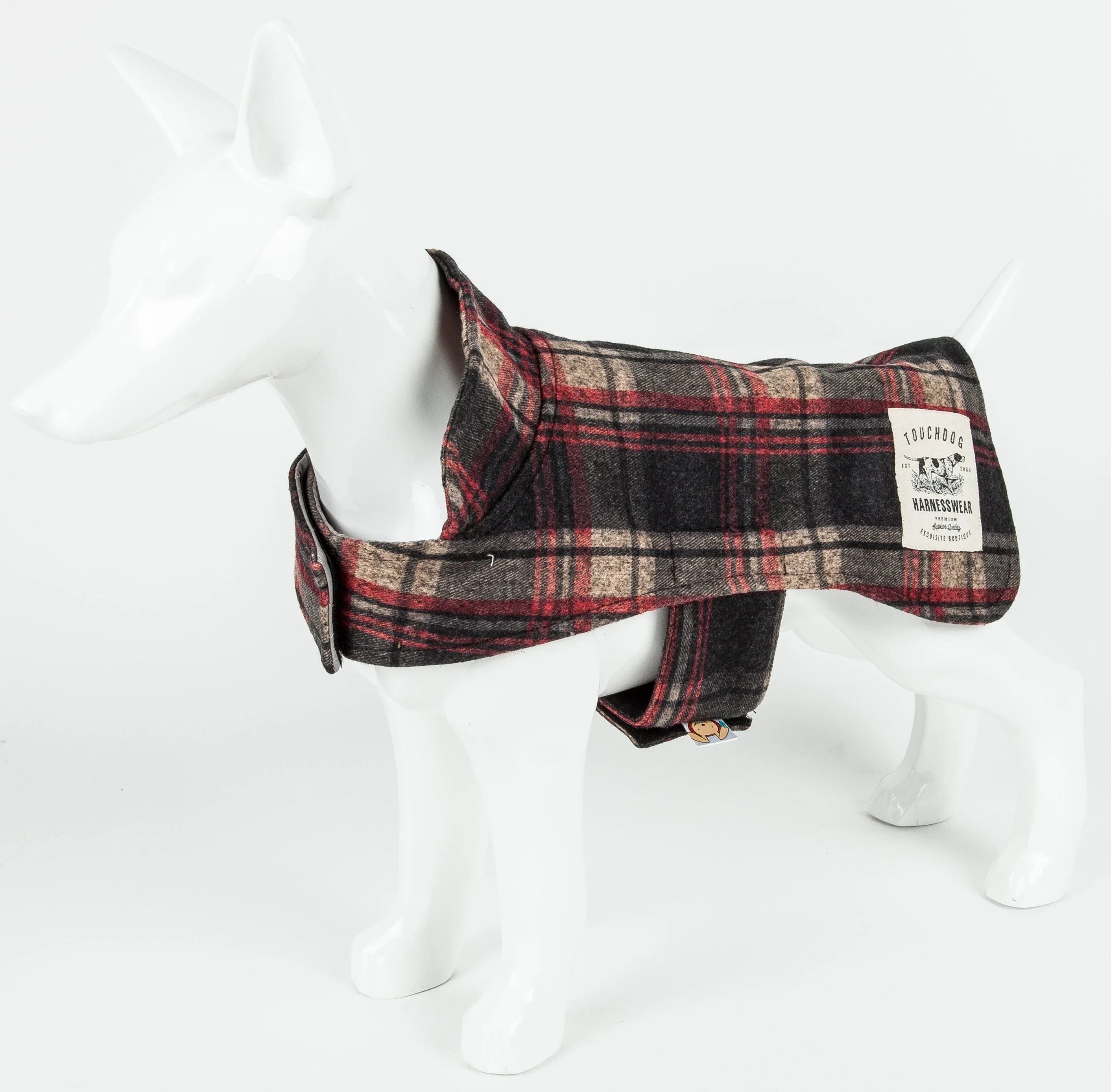 Touchdog ® 2-In-1 Tartan Plaid Dog Jacket and Matching Reversible Dog Mat