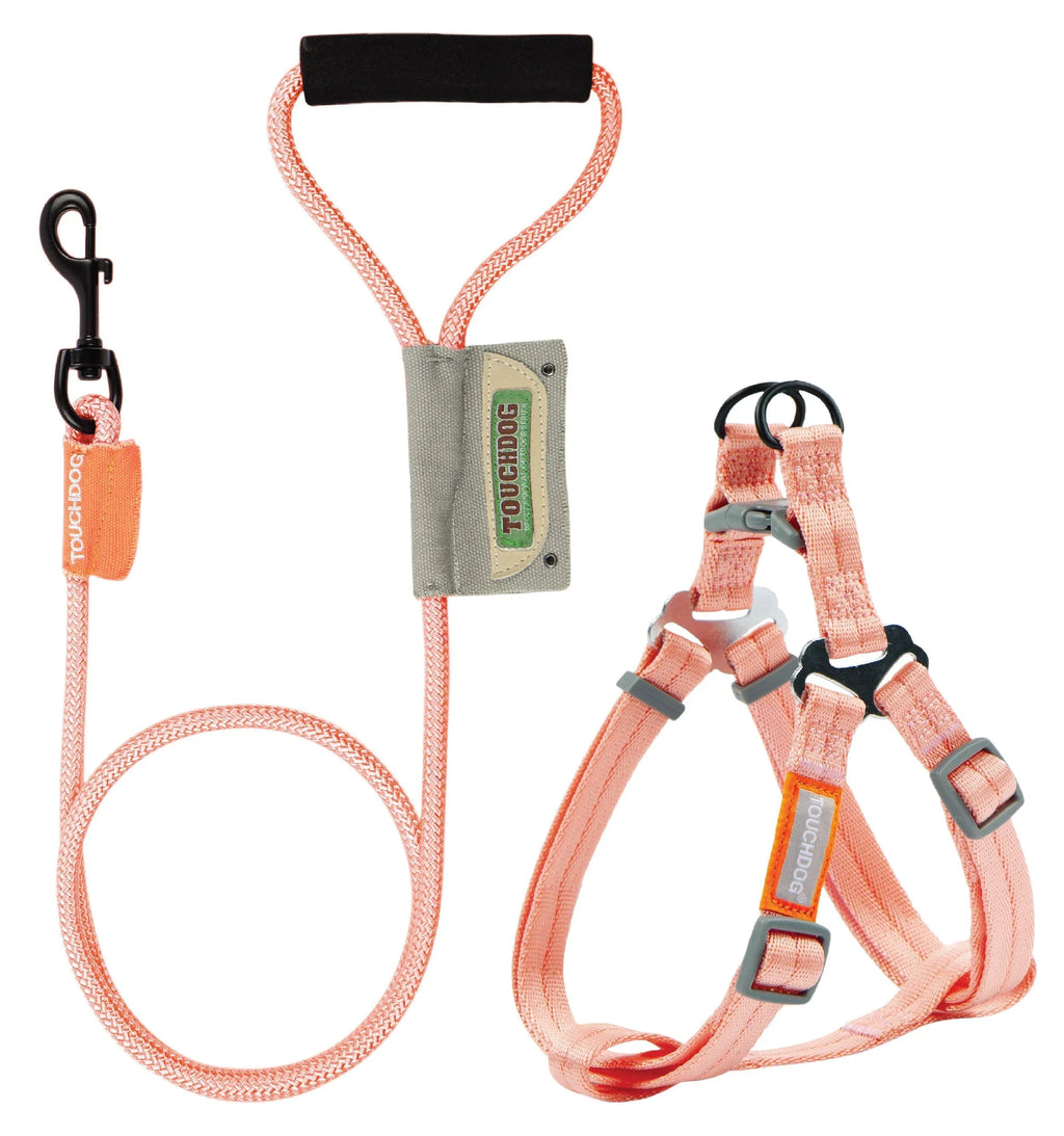 Touchdog ® 'Macaron' 2-in-1 Durable Nylon Dog Harness and Leash Pink