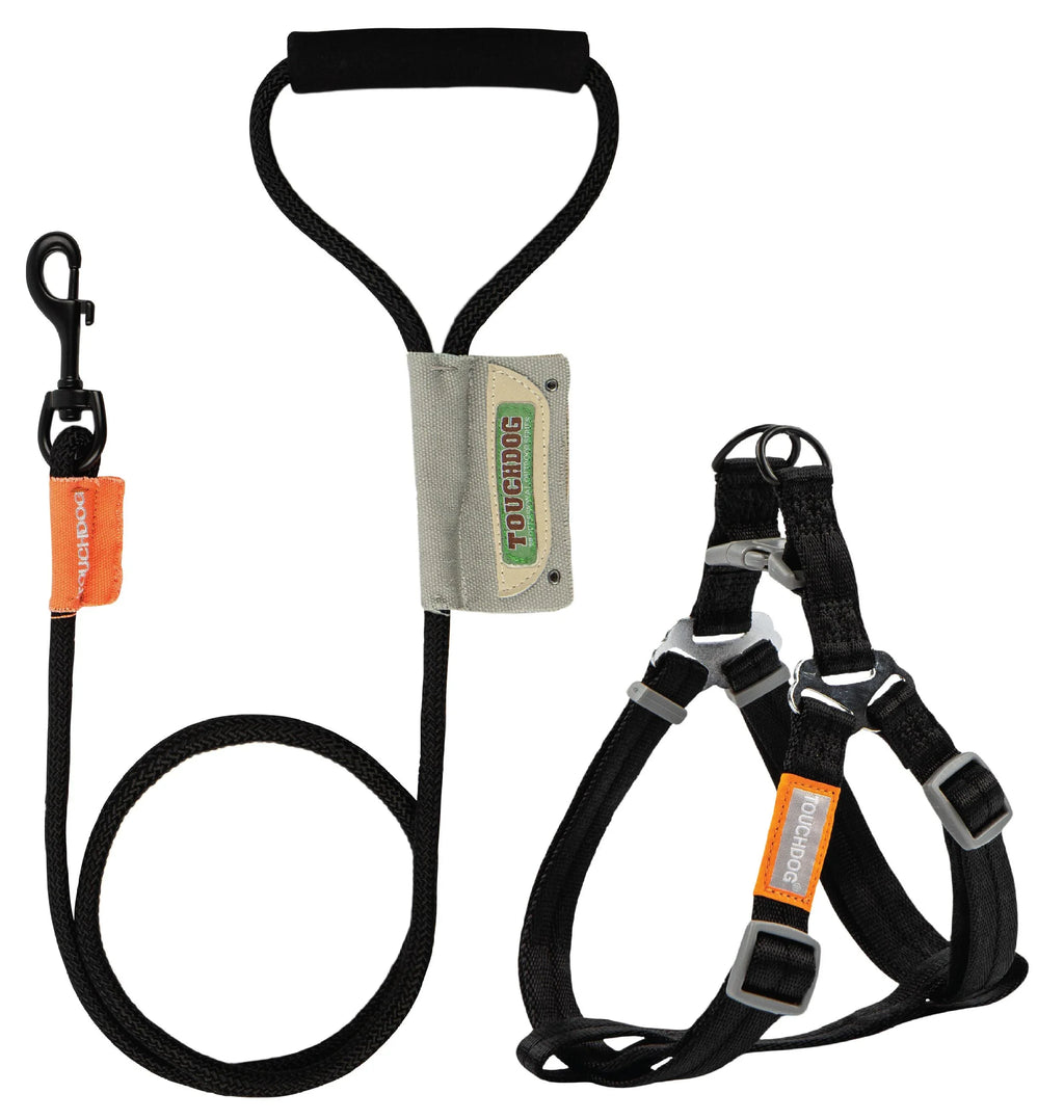 Touchdog ® 'Macaron' 2-in-1 Durable Nylon Dog Harness and Leash Black